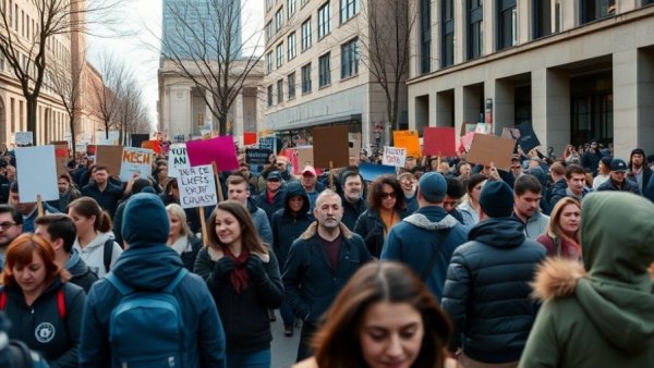 Demoverbotszone Gießen protest with large crowd in city street.