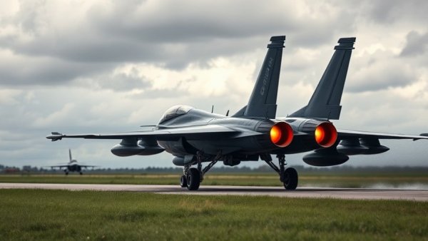 Tiefflüge über Schleswig-Holstein: Military jet with afterburners on airstrip.