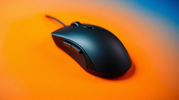 Beste leichte Gaming-Maus auf orange-blauem Hintergrund.
