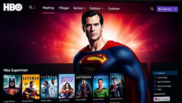 Vivid HBO Max Germany interface featuring Superman on a lineup of film covers.