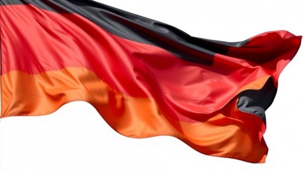 Photorealistic German flag waving vibrantly, Mikrozensus 2026.