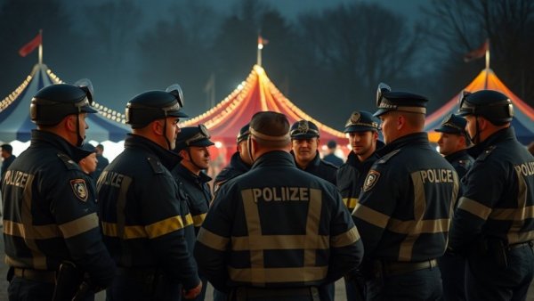 Police gather at Fun-Parc Trittau during a night operation in Stormarn.