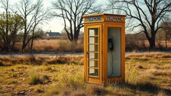 Polizei Einsatz Föhr Monteur ohne Erinnerung: Yellow phone booth in rural setting.