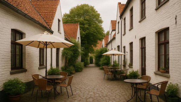 Charming European courtyard with seating, Bettensteuer an der Elbe.