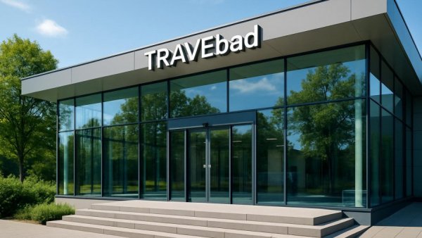 Modern glass entrance of Travebad for Wiedereröffnung Travebad Bad Oldesloe