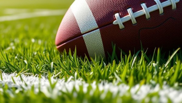 Football on field symbolizing Bills vs. Broncos Free-TV game.