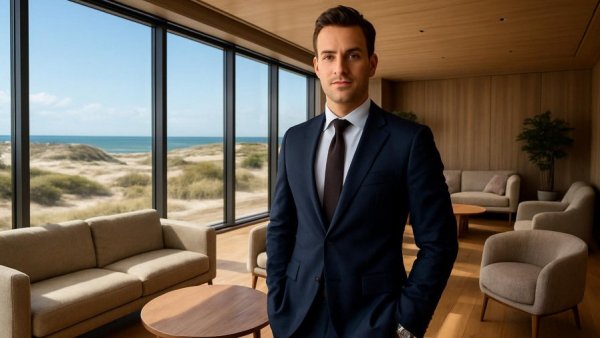 Lanserhof Sylt Angebote: Stylish lounge with coastal view.