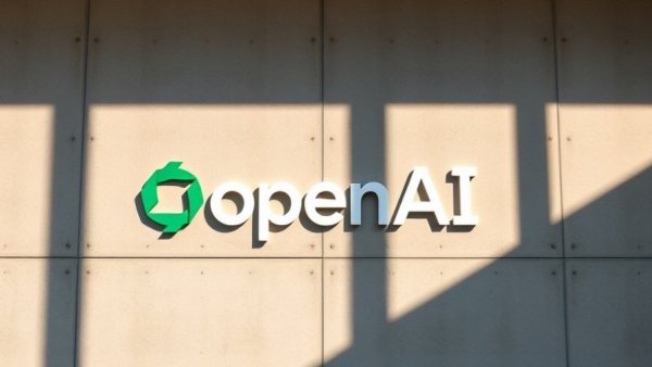 Stylized OpenAI logo on wall highlighting Umsatzsteigerung