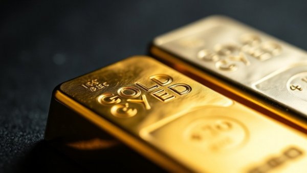 Gold und Silber auf Rekordkurs: Close-up of bullion bars.