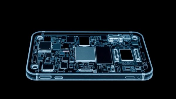 X-ray view of smartphone components illustrating complexity.