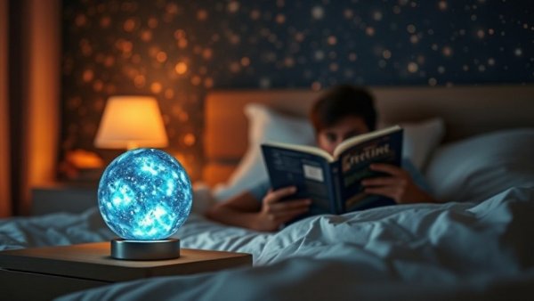 Relaxing in a cozy room with an Aldi LED-Galaxie-Lampe.