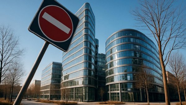 Norderstedt Rathaus Kauf with modern architecture and street sign