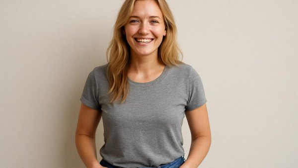 Blonde woman smiling in casual outfit, future of licensing business.