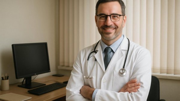 Doctor in office discussing E-Zigaretten Gesundheitsrisiken.