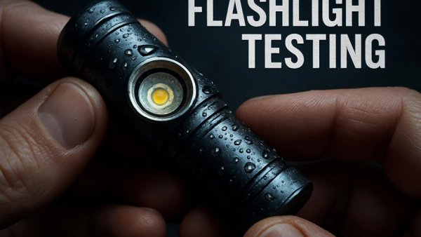 Wurkkos TD11 LED-Taschenlampe test close-up with water droplets.