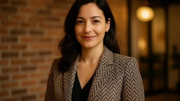 Confident woman in Rathaus Wedel, Sicherheit focus, indoor setting