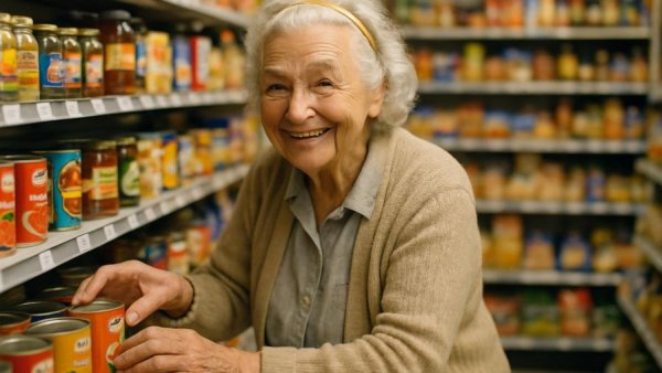 Nahversorgung ländliche Regionen: Elderly woman in a local store.