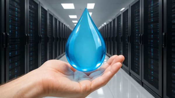 Rechenzentren in Deutschland sustainability focus with water droplet.
