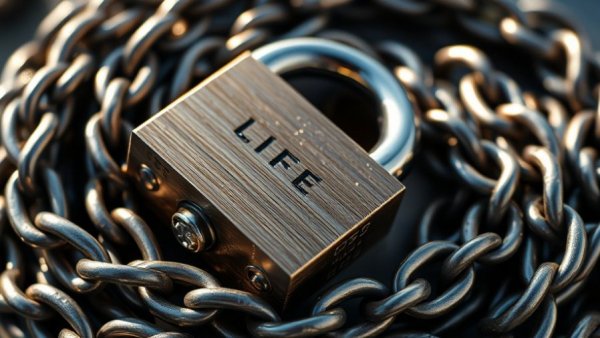 Close-up of padlock and key on a chain symbolizing security, related to BitLocker Schlüssel FBI.