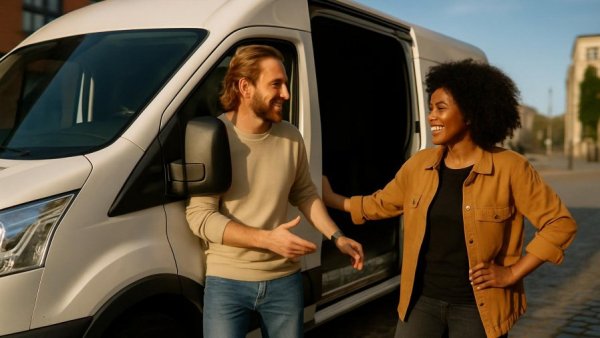 HVV-Hop in Henstedt-Ulzburg with people setting up van ramp.