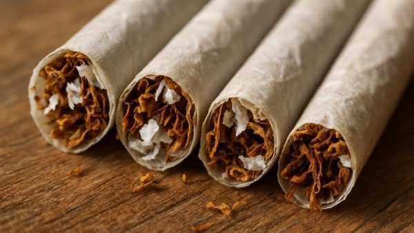 Improvised paper rolls resembling cigarettes, representing Rauchen von Briefen in Gefängnissen.