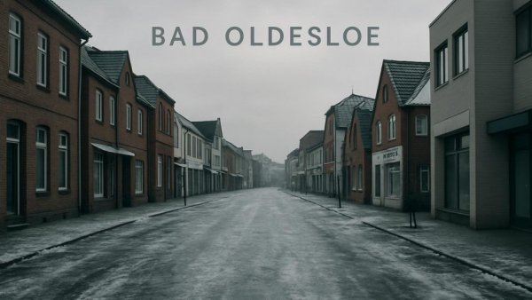 Leerstand Bad Oldesloe - Icy street view in quiet town center.