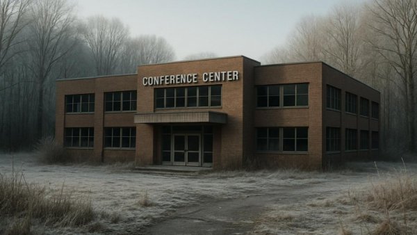 Neue Nutzung für das verlassene Tagungszentrum im Winter.