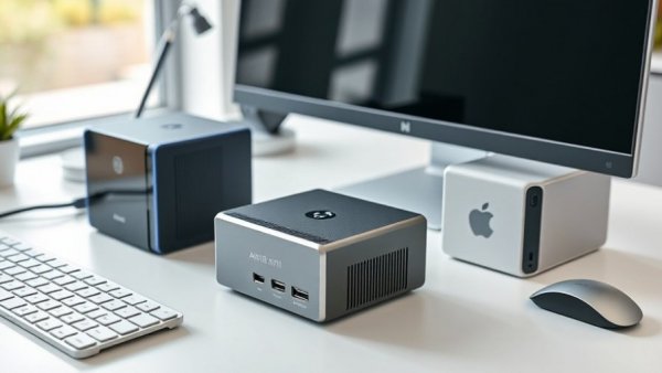 Modern Mini-PCs for office and gaming on a sleek desk.