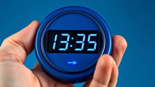 Beste elektronische Parkscheibe im Test held in a hand with blue background.