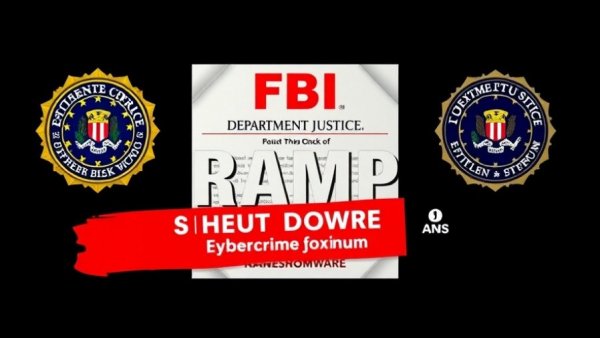FBI seizes RAMP cybercrime forum notice with official logos.