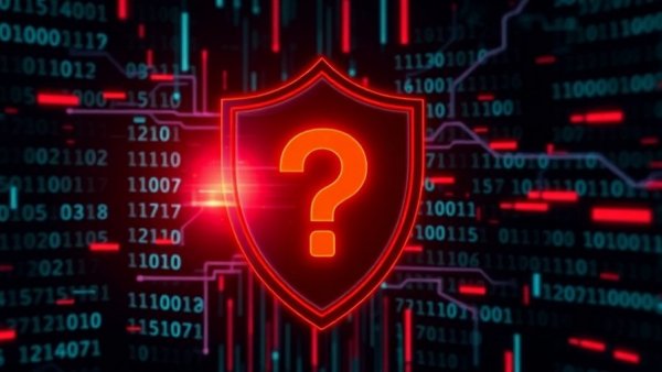 Digital shield on binary code background, futuristic theme.