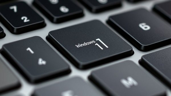 Close-up of Windows 11 key on a keyboard, Windows-Taskleiste transparent machen.