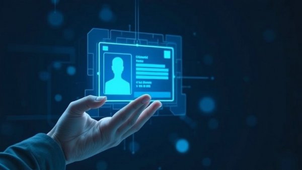 Floating digital ID card showcasing elektronische Heilberufsausweise.