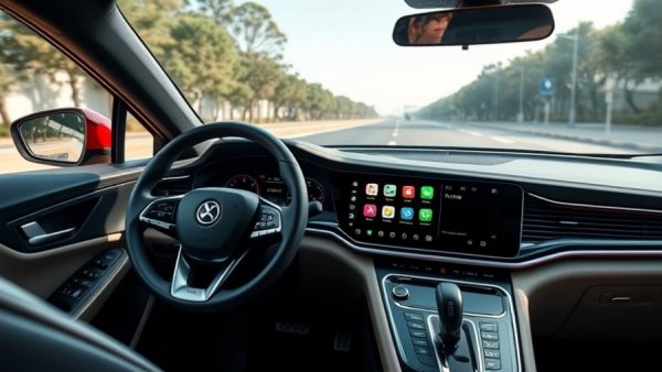 Beste Android-Box fürs Auto, shown in modern car dashboard.