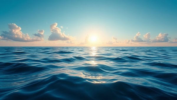 Calm ocean at sunrise showing Tiefseebergbau Rohstoffe.