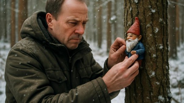 Christian B. verlässt den Wald: man in snowy forest.