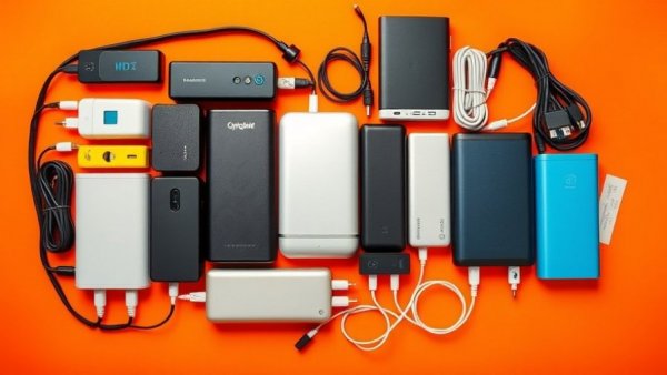 Verschiedene Powerbanks ab 20.000 mAh auf farbigem Hintergrund.