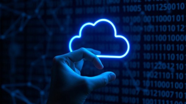 Cloud-Souveränität mit STACKIT in neon blue digital illustration