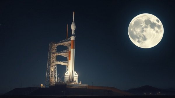 Dramatic rocket launch scene with full moon backdrop, moderne Smartphones im All.