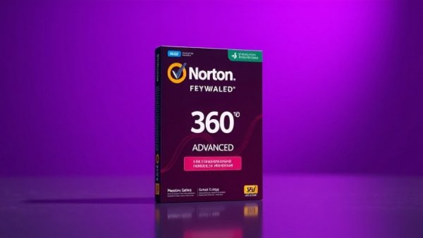 Norton 360 Advanced Rabatt package highlighted on a purple gradient background.