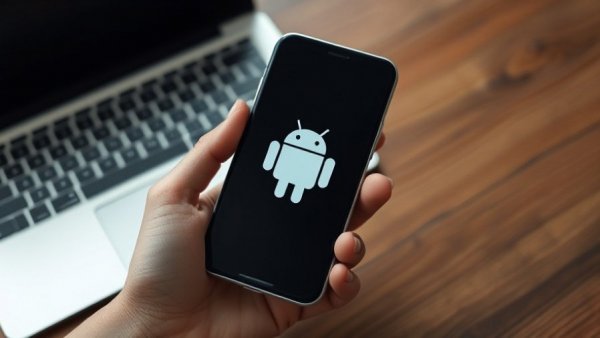 Modern smartphone showing Android logo, related to Android Sicherheitslücken und Updates.