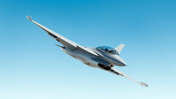 Modern fighter jet in flight representing Umwandlung von Kampfjets in Drohnen.