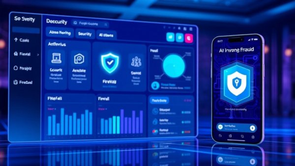 KI-gestützter Betrugsschutz interface showcasing security features and app.