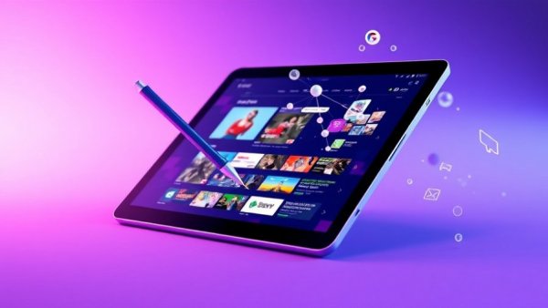 Lenovo Yoga Tab featured with stylus against a purple gradient.