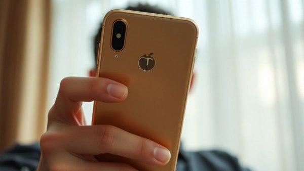 Close-up of Trump Phone T1 held indoors