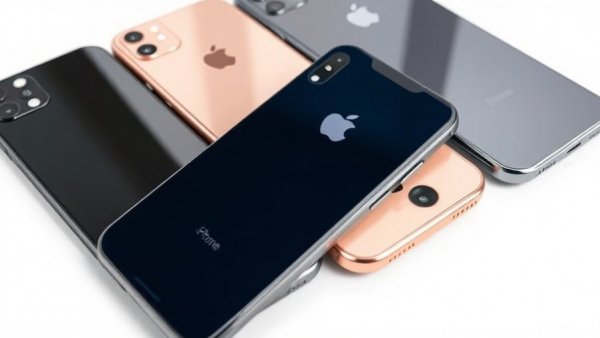 iPhone Marktdominanz 2025: Sleek iPhones in various colors.