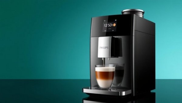 Philips EP5547/90 Kaffeevollautomat in use with display.