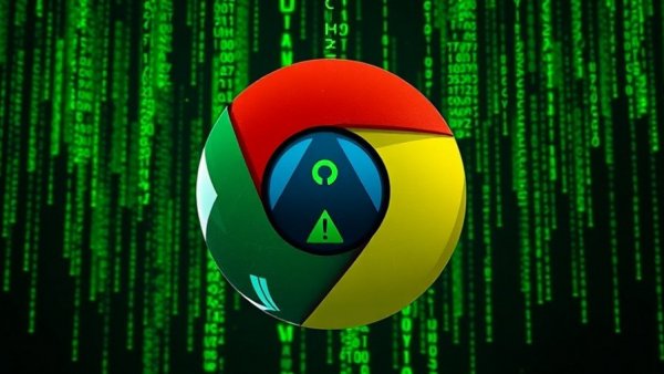 Chrome Update CVE-2026-2441 security warning with matrix code.