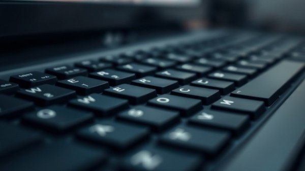 Close-up view of a black keyboard, focus on keys, shallow depth.