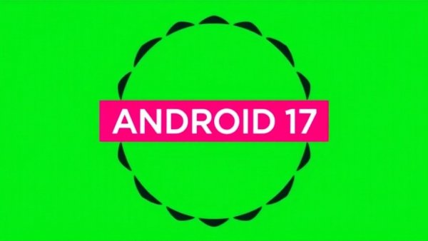 Android 17 Beta logo on green background.